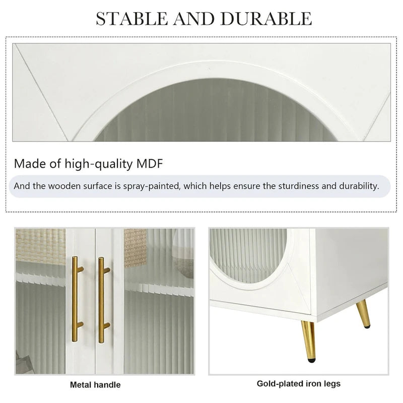 Meuble TV pour téléviseur de plus de 65 pouces, meuble TV en bois avec armoire de rangement et étagères réglables, console multimédia pour salon ou chambre.-5