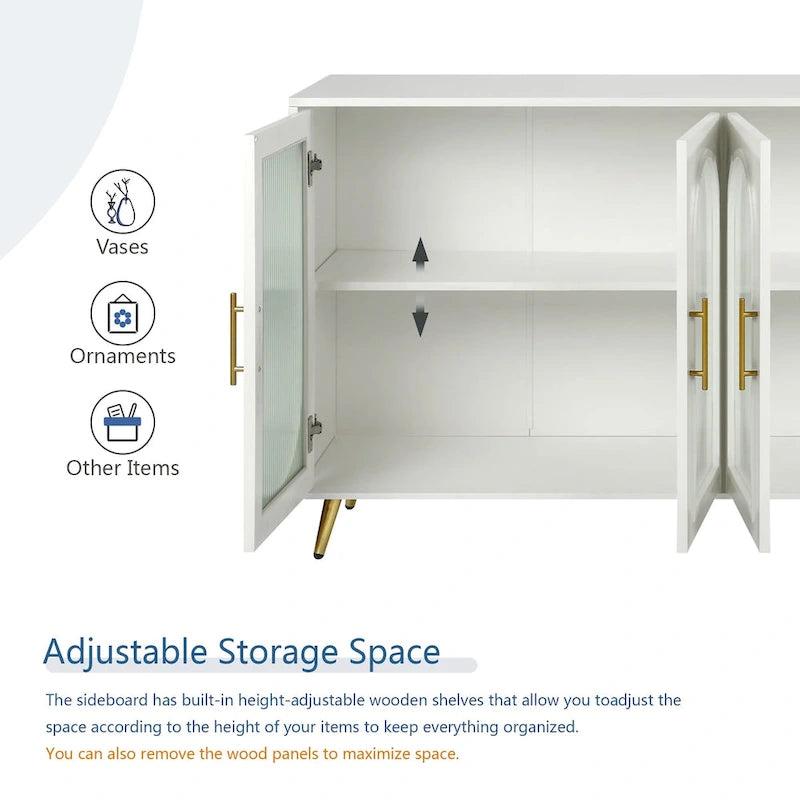 Meuble TV pour téléviseur de plus de 65 pouces, meuble TV en bois avec armoire de rangement et étagères réglables, console multimédia pour salon ou chambre.-7
