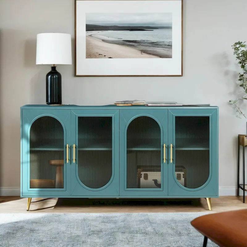 Meuble TV pour téléviseur de plus de 65 pouces, meuble TV en bois avec armoire de rangement et étagères réglables, console multimédia pour salon ou chambre.-10