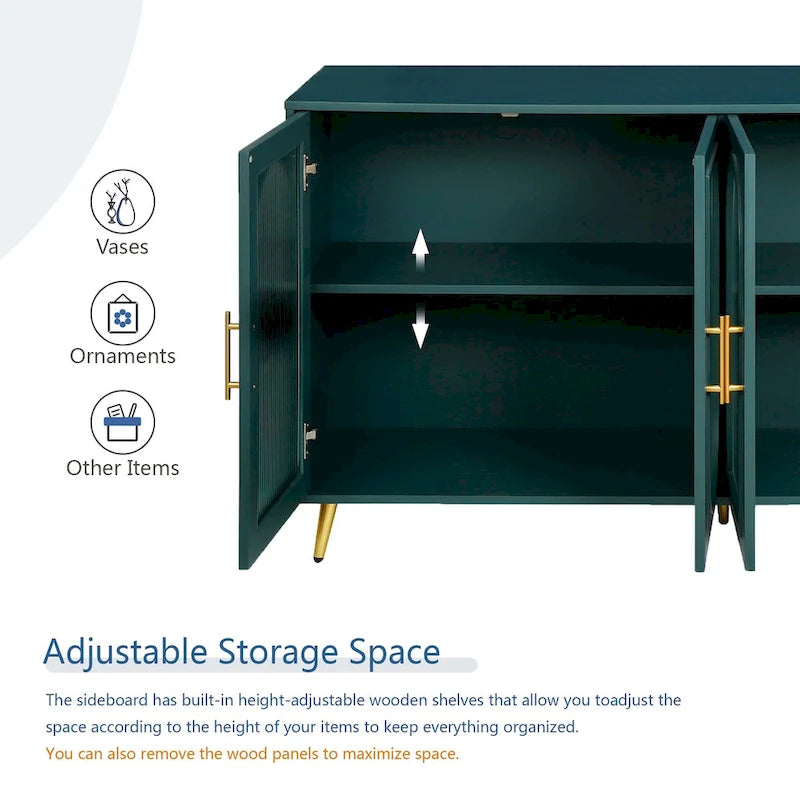 Meuble TV pour téléviseur de plus de 65 pouces, meuble TV en bois avec armoire de rangement et étagères réglables, console multimédia pour salon ou chambre.-13