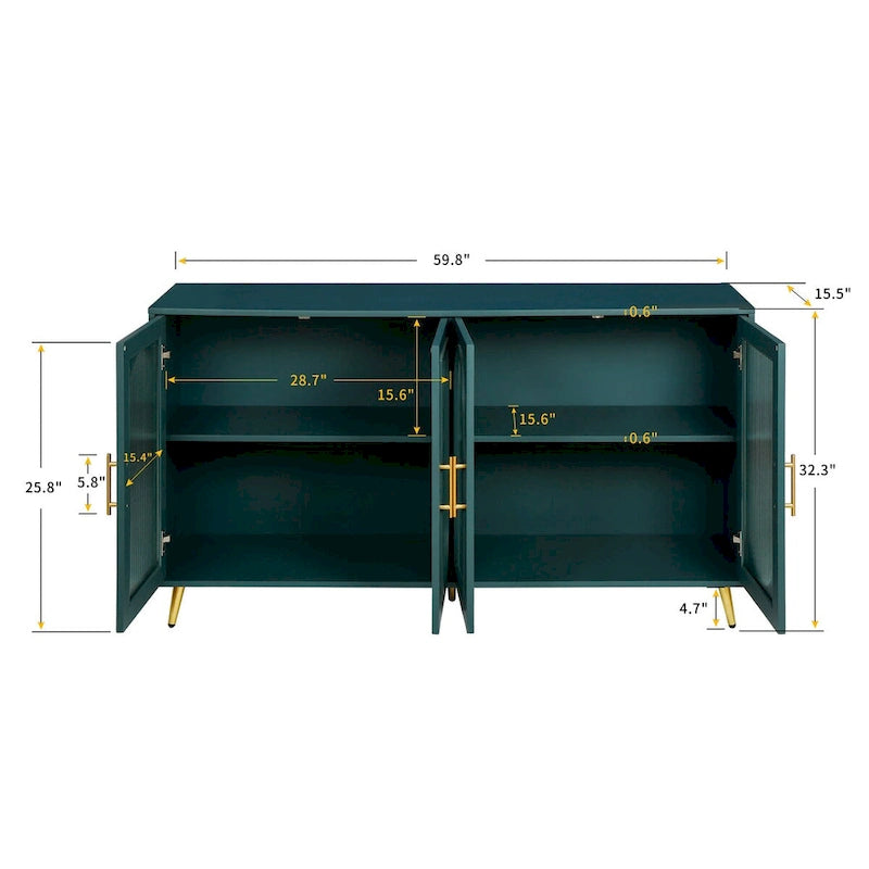 Meuble TV pour téléviseur de plus de 65 pouces, meuble TV en bois avec armoire de rangement et étagères réglables, console multimédia pour salon ou chambre.-15