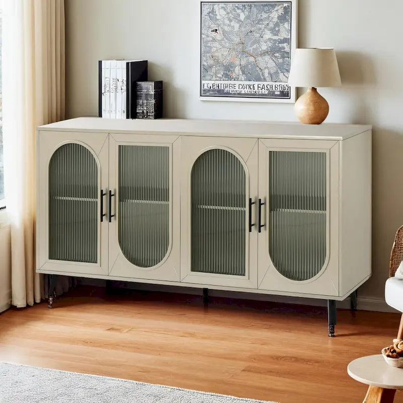 Meuble TV pour téléviseur de plus de 65 pouces, meuble TV en bois avec armoire de rangement et étagères réglables, console multimédia pour salon ou chambre.-16