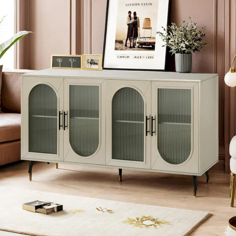 Meuble TV pour téléviseur de plus de 65 pouces, meuble TV en bois avec armoire de rangement et étagères réglables, console multimédia pour salon ou chambre.-18