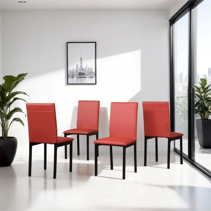 Ensemble de 4 chaises de salle à manger avec assise en similicuir et structure en métal