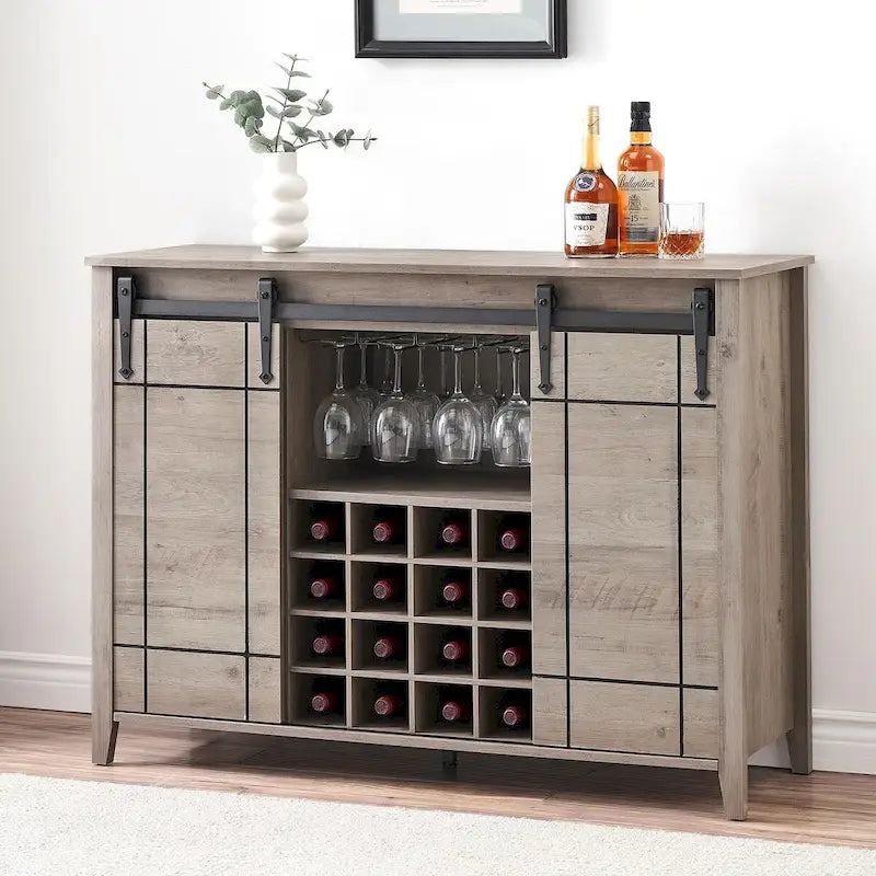 Buffet/meuble bar à vin style ferme avec casier à 16 bouteilles - 15,7 po P x 47,2 po L x 34,61 po H-22