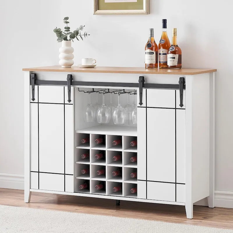 Buffet/meuble bar à vin style ferme avec casier à 16 bouteilles - 15,7 po P x 47,2 po L x 34,61 po H-23