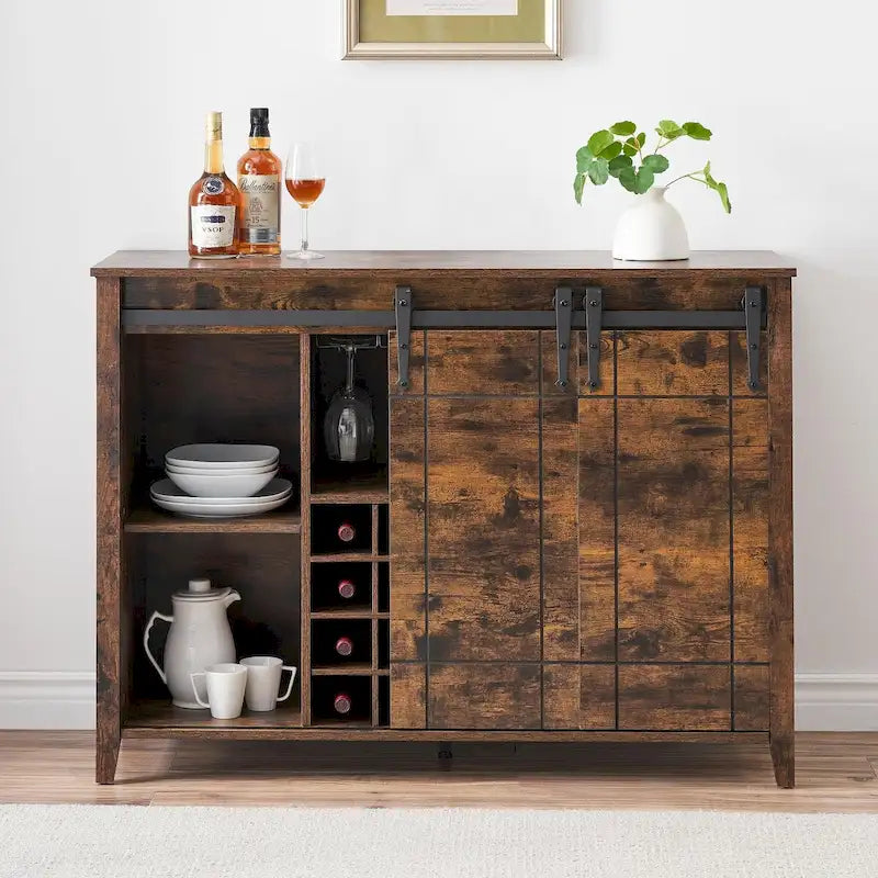 Buffet/meuble bar à vin style ferme avec casier à 16 bouteilles - 15,7 po P x 47,2 po L x 34,61 po H-25