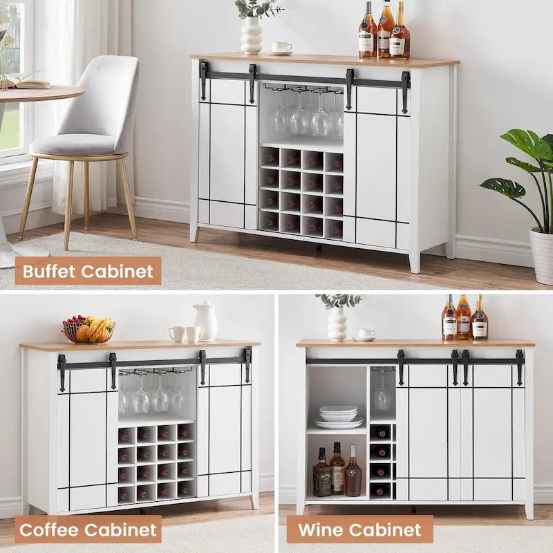Buffet/meuble bar à vin style ferme avec casier à 16 bouteilles - 15,7 po P x 47,2 po L x 34,61 po H-3
