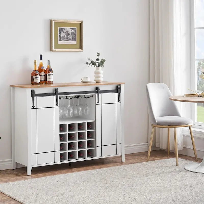 Buffet/meuble bar à vin style ferme avec casier à 16 bouteilles - 15,7 po P x 47,2 po L x 34,61 po H-6