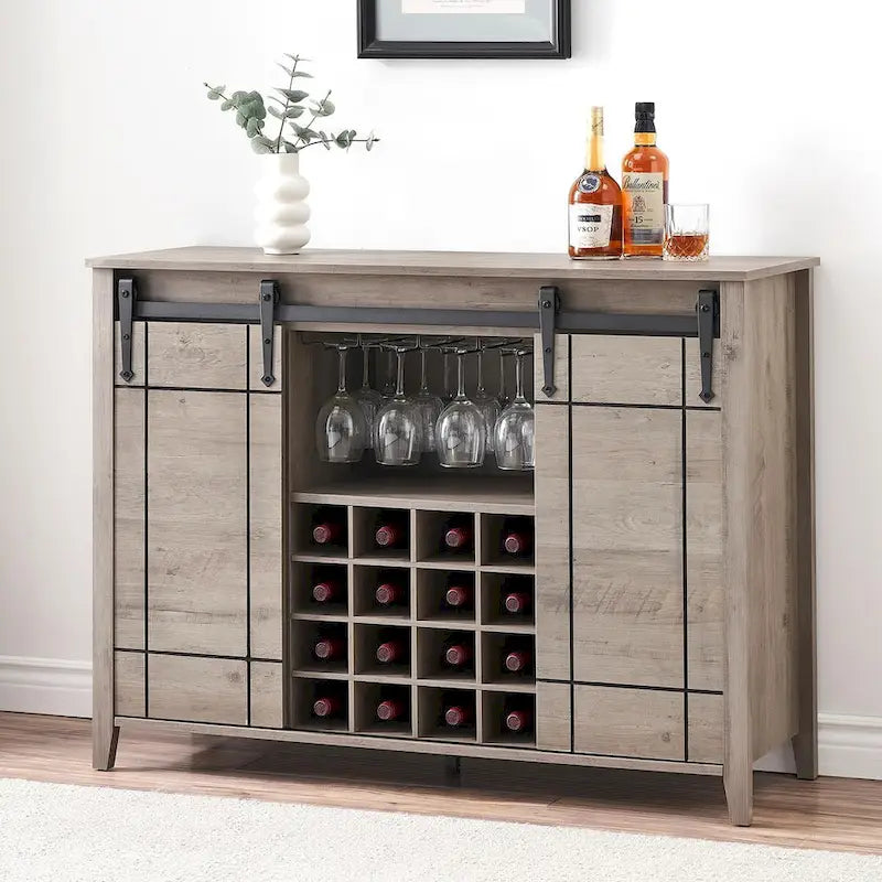 Buffet/meuble bar à vin style ferme avec casier à 16 bouteilles - 15,7 po P x 47,2 po L x 34,61 po H-12