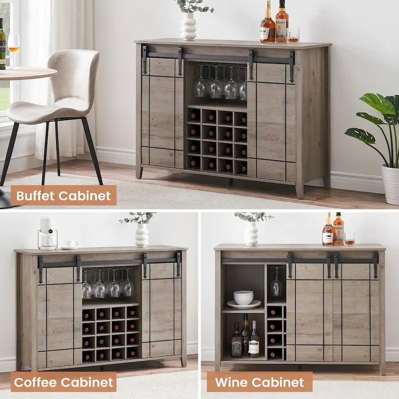 Buffet/meuble bar à vin style ferme avec casier à 16 bouteilles - 15,7 po P x 47,2 po L x 34,61 po H-15