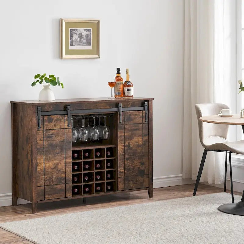 Buffet/meuble bar à vin style ferme avec casier à 16 bouteilles - 15,7 po P x 47,2 po L x 34,61 po H-18