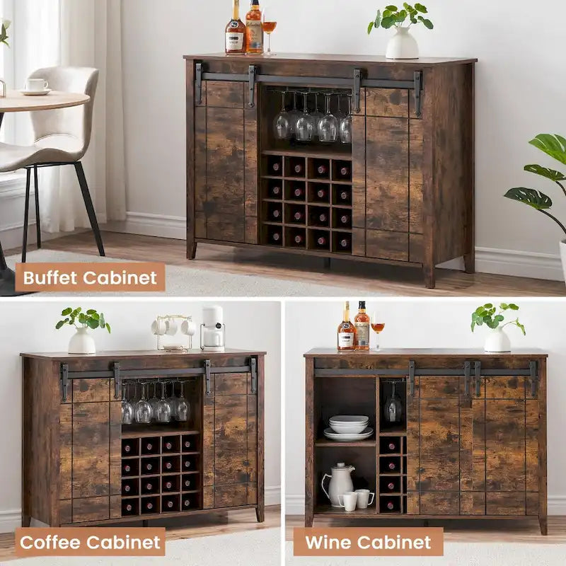 Buffet/meuble bar à vin style ferme avec casier à 16 bouteilles - 15,7 po P x 47,2 po L x 34,61 po H-20