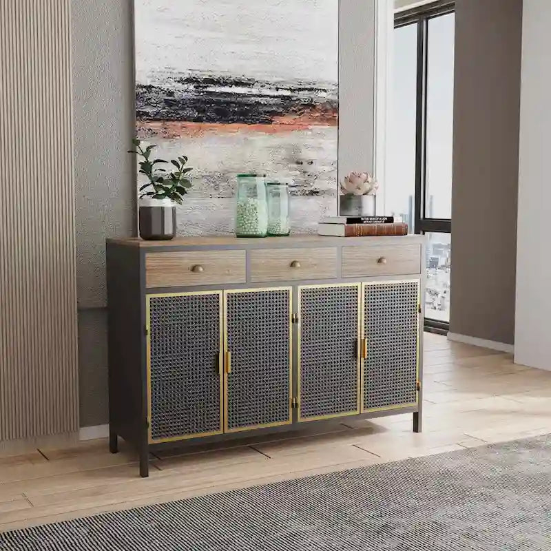 Buffet moderne avec tiroirs supérieurs, meuble de rangement indépendant-2