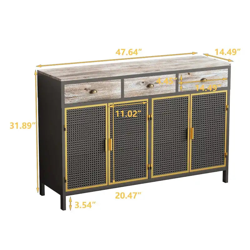 Buffet moderne avec tiroirs supérieurs, meuble de rangement indépendant-17