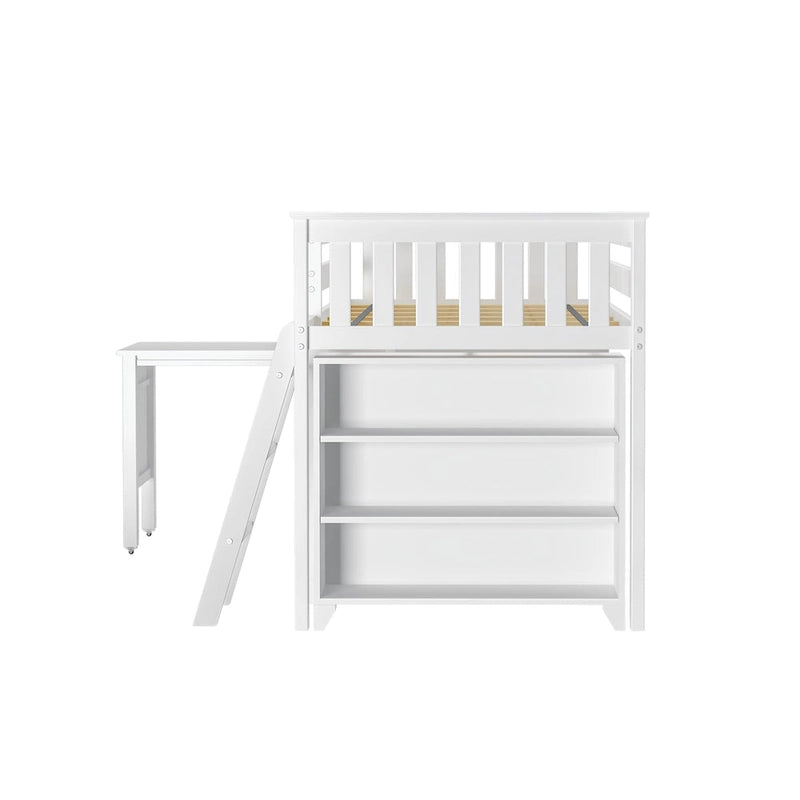 Mezzanine basse Max and Lily pour lit simple avec bureau coulissant et bibliothèques à 3 étagères