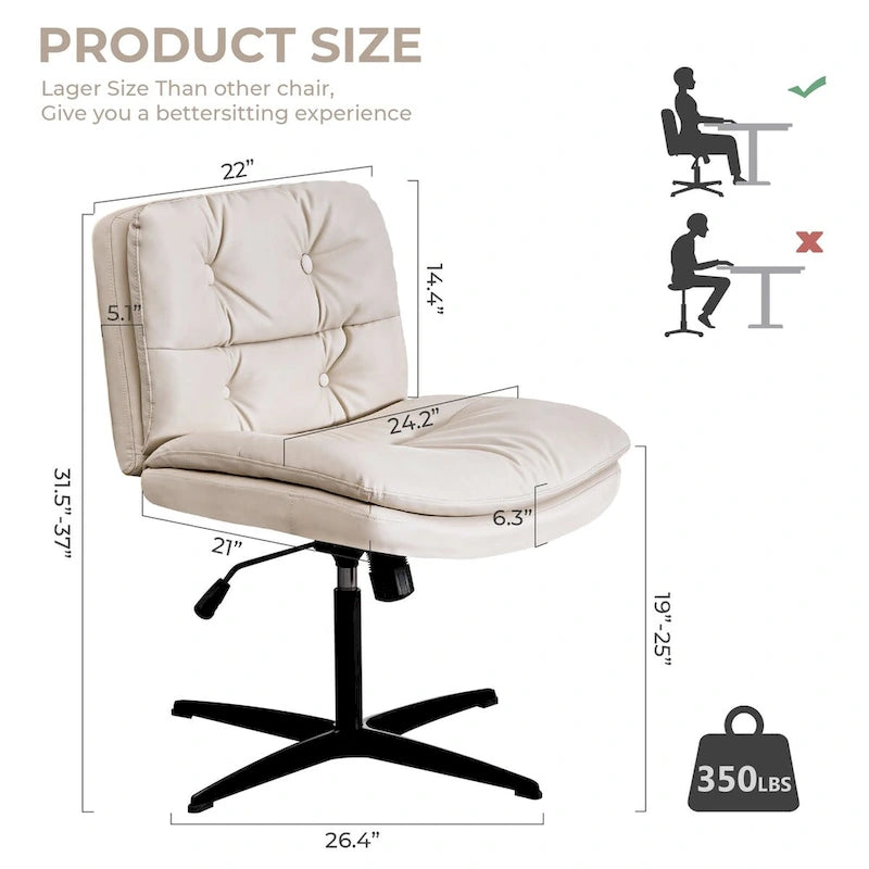 Chaise de bureau sans accoudoirs, grande taille et sans roulettes-7