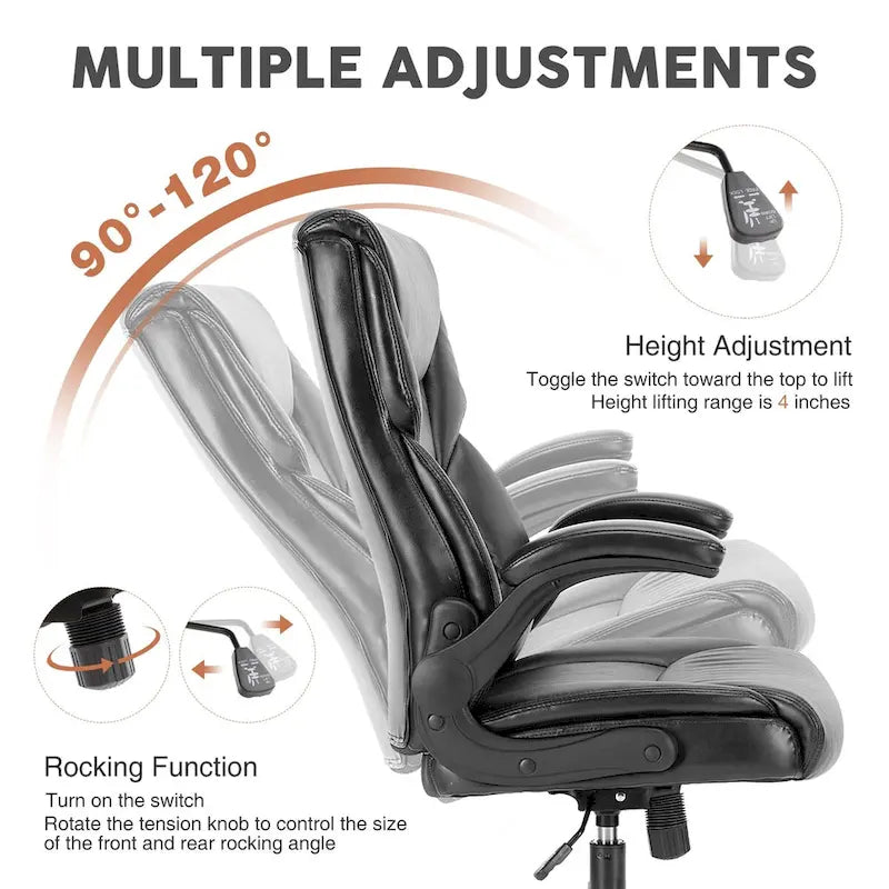 Chaise de bureau ergonomique réglable avec accoudoirs relevables-2