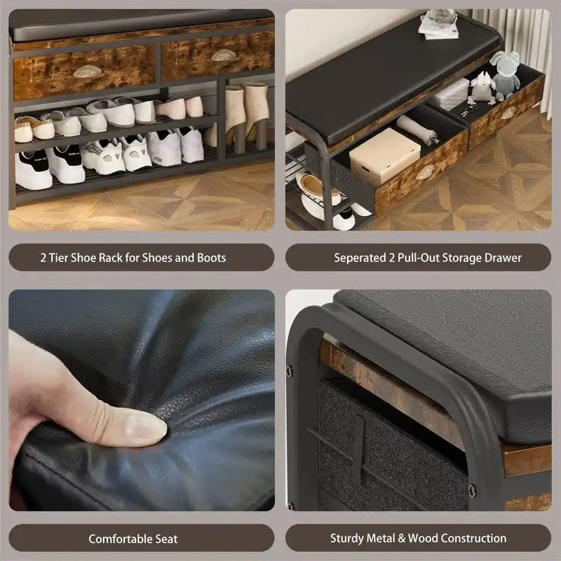 Banc d'entrée à 3 niveaux - 35,43 cm (P) x 11,81 cm (L) x 22,44 cm (H)-3