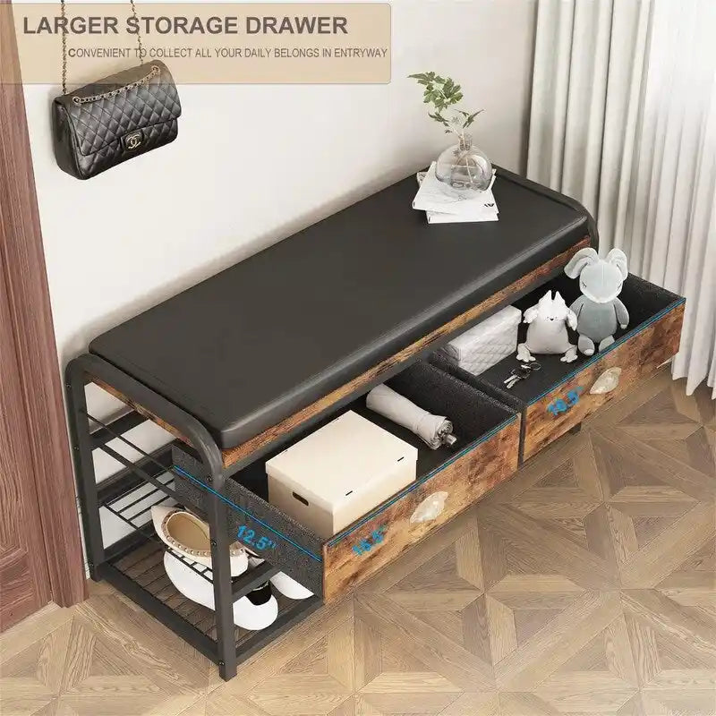 Banc d'entrée à 3 niveaux - 35,43 cm (P) x 11,81 cm (L) x 22,44 cm (H)-5