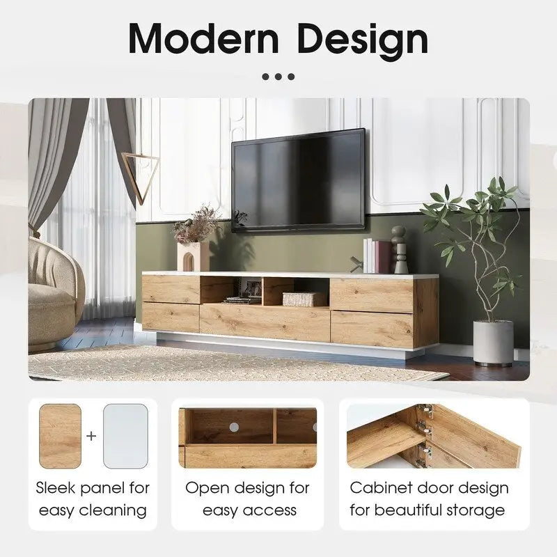 Meuble TV moderne pour téléviseurs jusqu'à 80 pouces, console multimédia-5