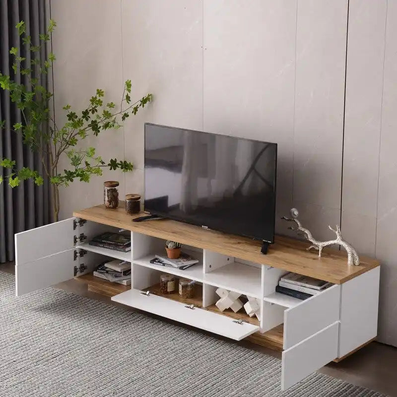 Meuble TV moderne pour téléviseurs jusqu'à 80 pouces, console multimédia-12