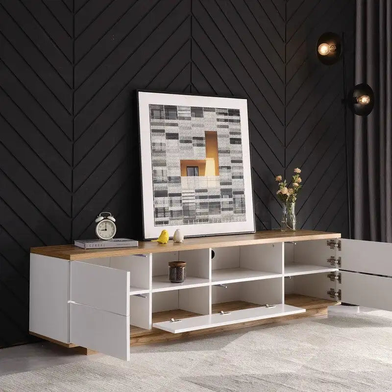 Meuble TV moderne pour téléviseurs jusqu'à 80 pouces, console multimédia-14