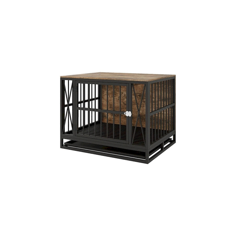 Meuble pour cage de chien, niche de 83 cm (32,67 pouces) pour chiens jusqu'à 32 kg (70 lb), plateau amovible, table d'appoint robuste pour cage de chien-7