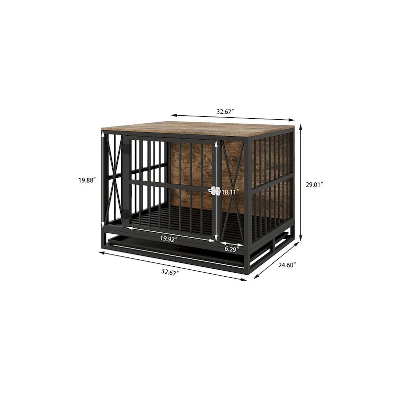 Meuble pour cage de chien, niche de 83 cm (32,67 pouces) pour chiens jusqu'à 32 kg (70 lb), plateau amovible, table d'appoint robuste pour cage de chien-8