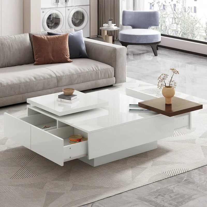 Table basse carrée moderne en bois-2