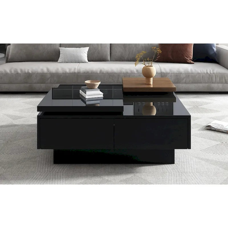 Table basse carrée moderne en bois-5
