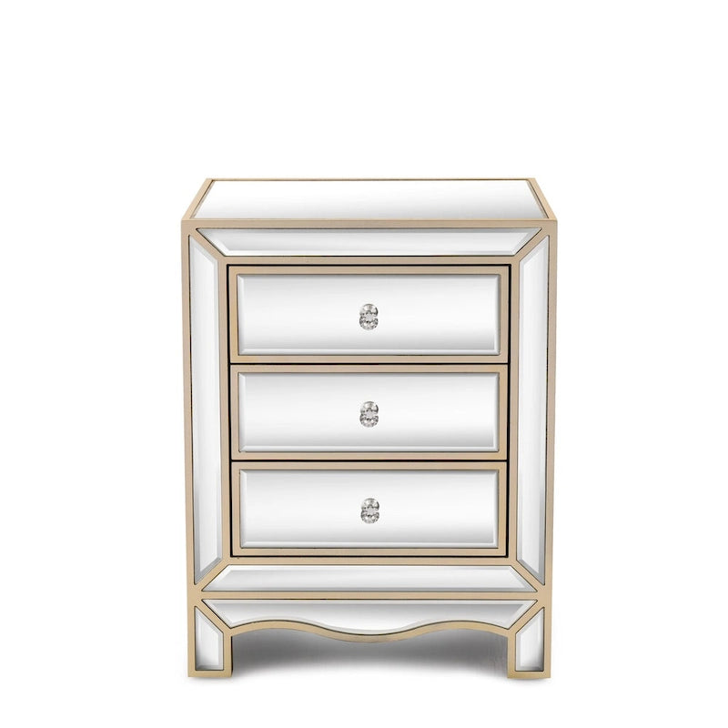 Meuble de chevet multifonctionnel avec miroir champagne, dimensions : L 19,7 x P 15 x H 26 cm.-4