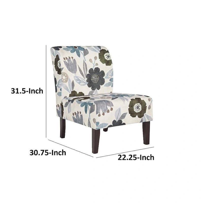 Fauteuil Rima, coussin en polyester à motif floral gris ivoire, bois noir-4