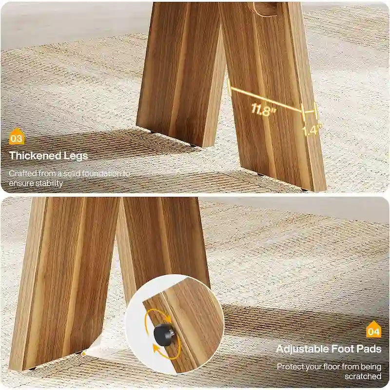 Table à manger rectangulaire de style campagnard pour 6 personnes (71 pouces).-5