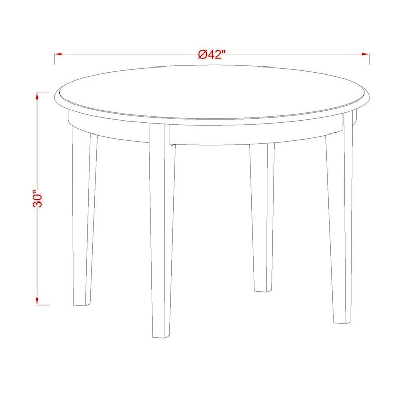 Ensemble de salle à manger 5 pièces East West Furniture pour 4 personnes, comprenant une table ronde et 4 chaises de cuisine, blanc lin-5