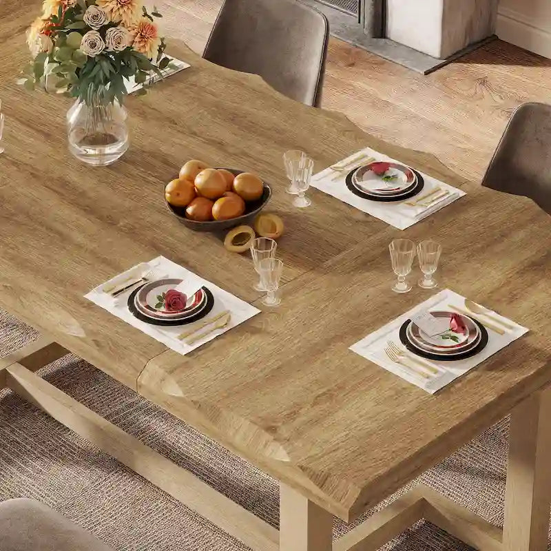 Table de salle à manger rectangulaire de 62,2 pouces avec pieds en bois massif pour la cuisine-17