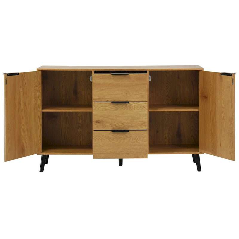 Buffet en bois avec rangement, 3 tiroirs et 2 portes-7