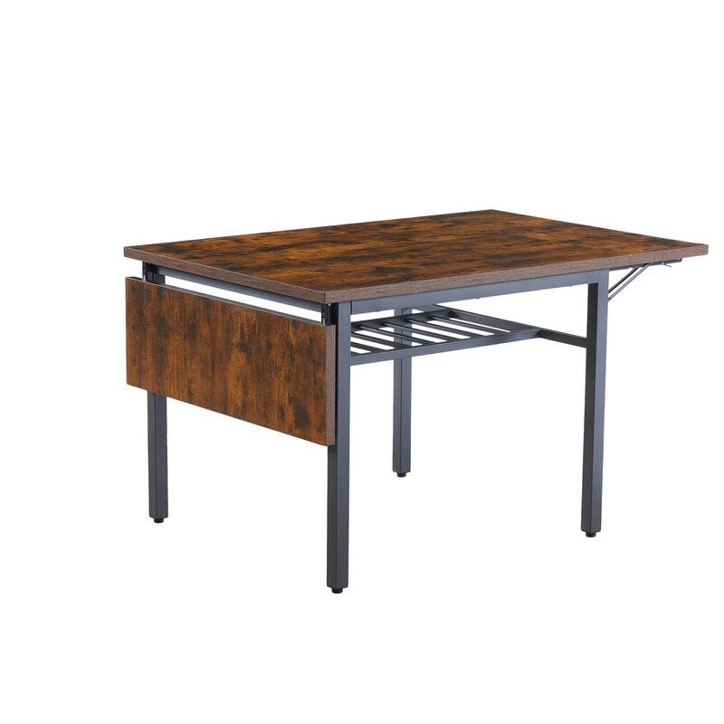 Table de salle à manger pliante vintage de style industriel, table rectangulaire extensible à abattants en bois pour cuisine, salon, salle à manger-8