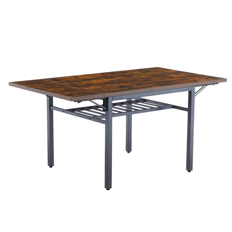 Table de salle à manger pliante vintage de style industriel, table rectangulaire extensible à abattants en bois pour cuisine, salon, salle à manger-9