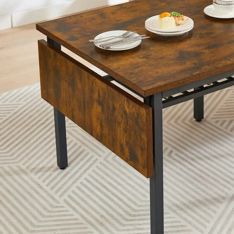 Table de salle à manger pliante vintage de style industriel, table rectangulaire extensible à abattants en bois pour cuisine, salon, salle à manger-10