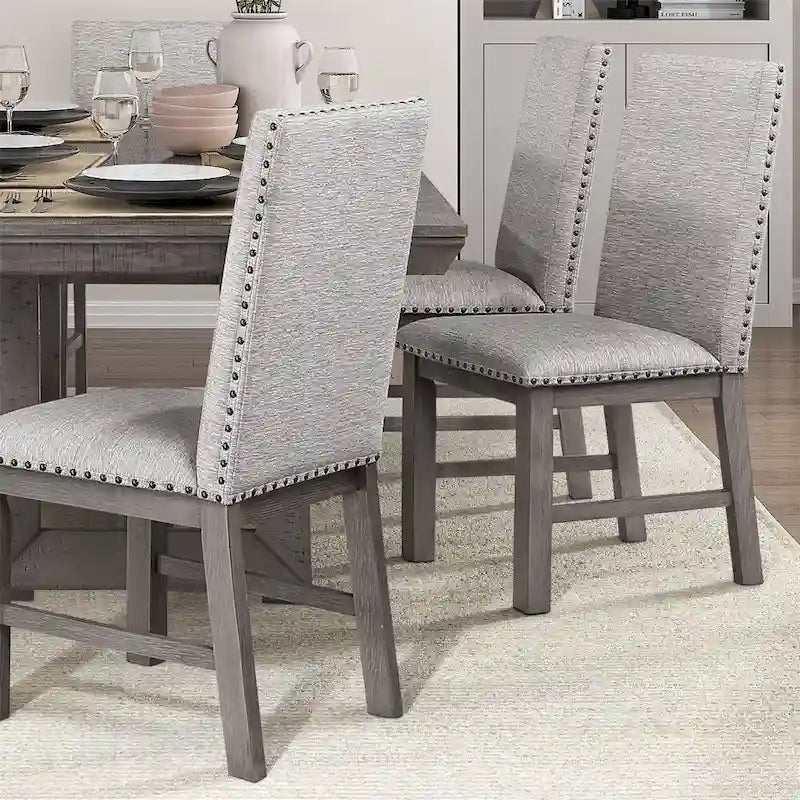 Ensemble de salle à manger 9 pièces avec table à rallonge et 8 chaises rembourrées-3