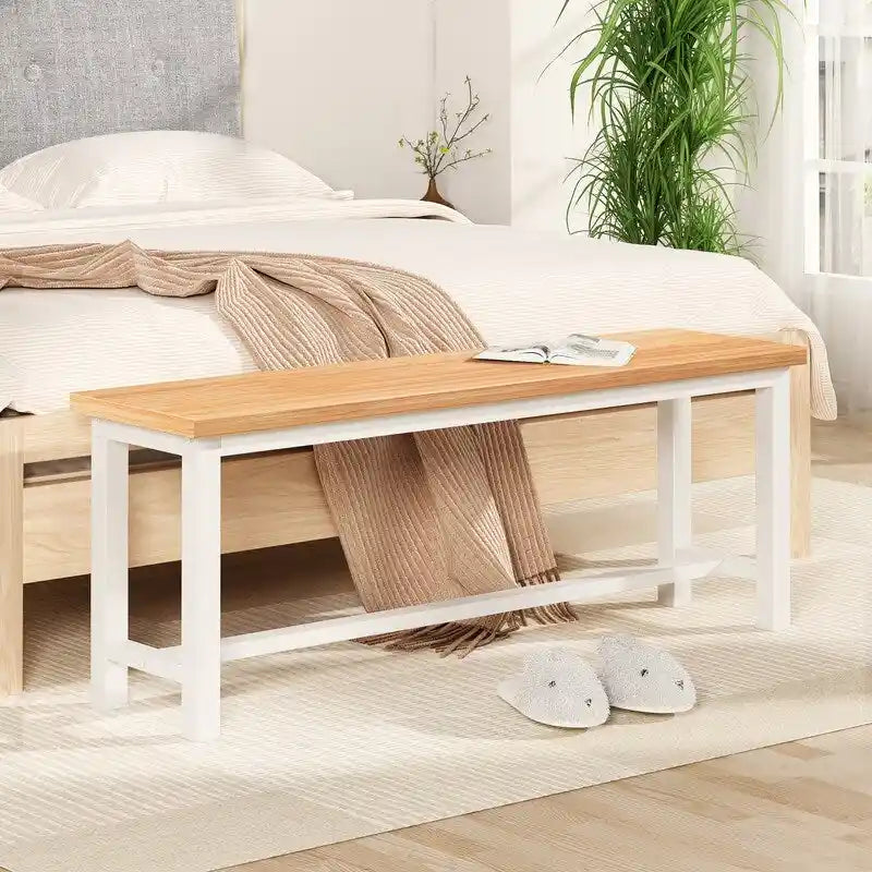 Ensemble de 2 bancs de salle à manger Grondin style industriel, en bois et acier, robustes et stables, pour une entrée.-27