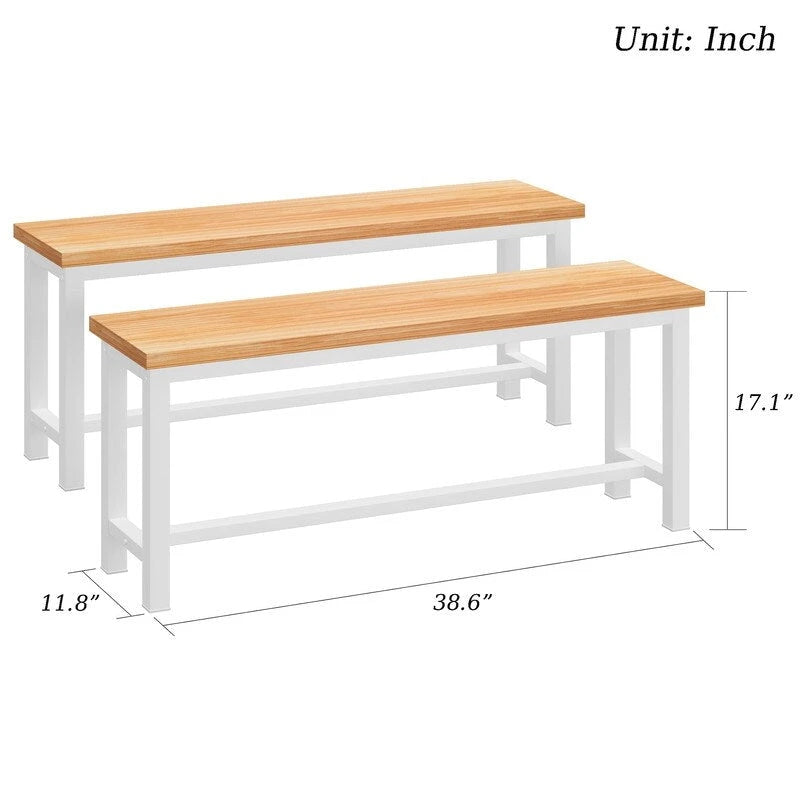 Ensemble de 2 bancs de salle à manger Grondin style industriel, en bois et acier, robustes et stables, pour une entrée.-10