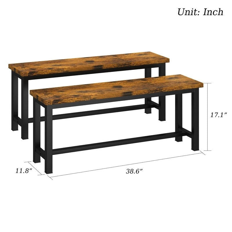Ensemble de 2 bancs de salle à manger Grondin style industriel, en bois et acier, robustes et stables, pour une entrée.-24