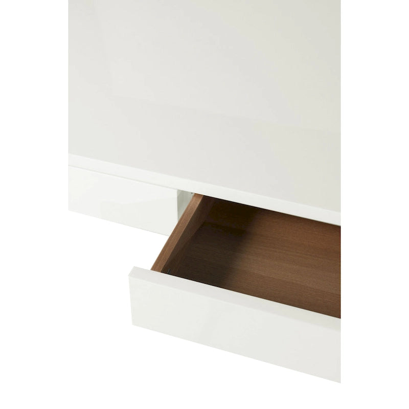 Bureau Rix 47 pouces, plateau en bois blanc, 2 tiroirs, pieds en acier poli en forme de X-5
