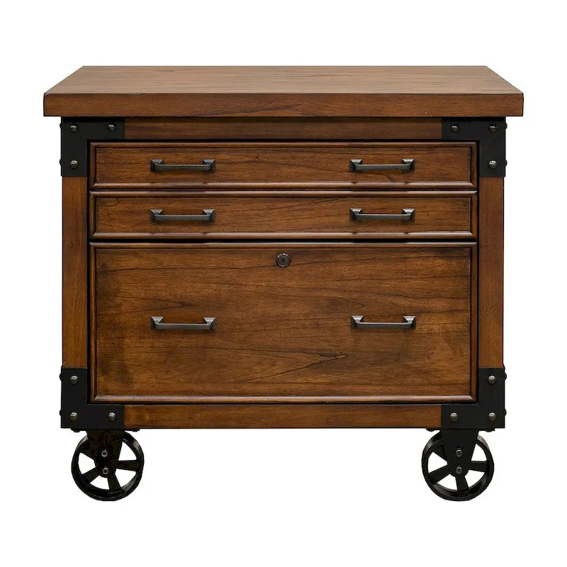 Classeur latéral rustique Addison avec tiroir pour dossiers format légal/lettre, rangement de bureau, marron-2