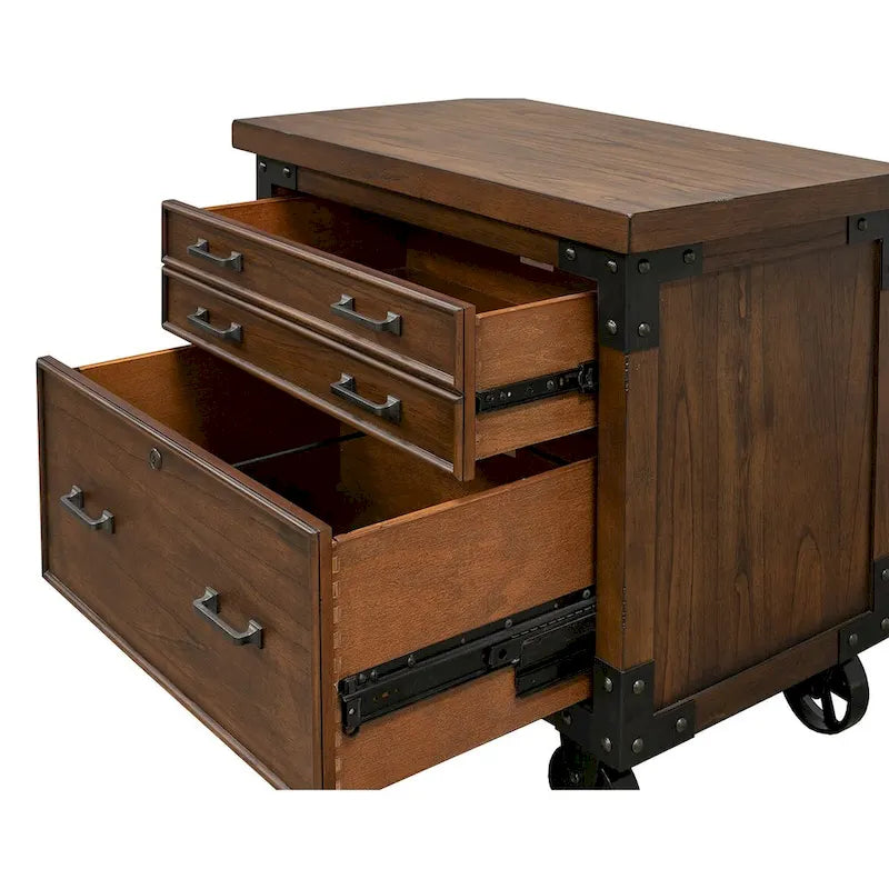 Classeur latéral rustique Addison avec tiroir pour dossiers format légal/lettre, rangement de bureau, marron-4
