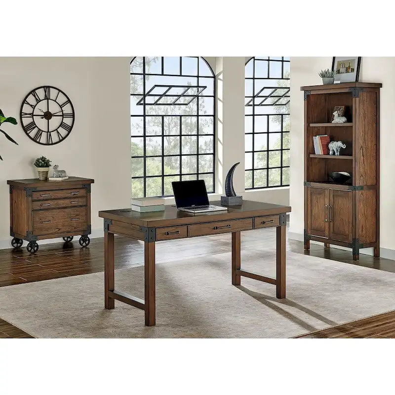 Classeur latéral rustique Addison avec tiroir pour dossiers format légal/lettre, rangement de bureau, marron-8