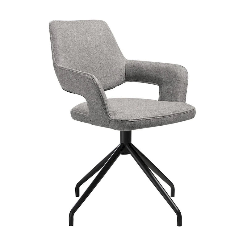Ensemble de 2 chaises de salle à manger pivotantes Samy de 58 cm (23 pouces), dossier incurvé, rembourrées, grises et noires.-3