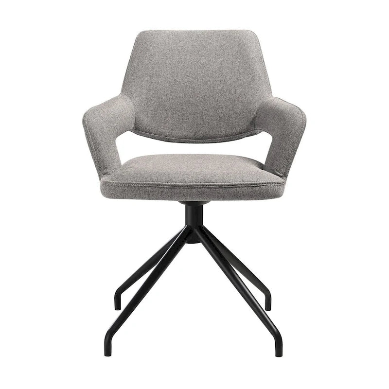 Ensemble de 2 chaises de salle à manger pivotantes Samy de 58 cm (23 pouces), dossier incurvé, rembourrées, grises et noires.-4